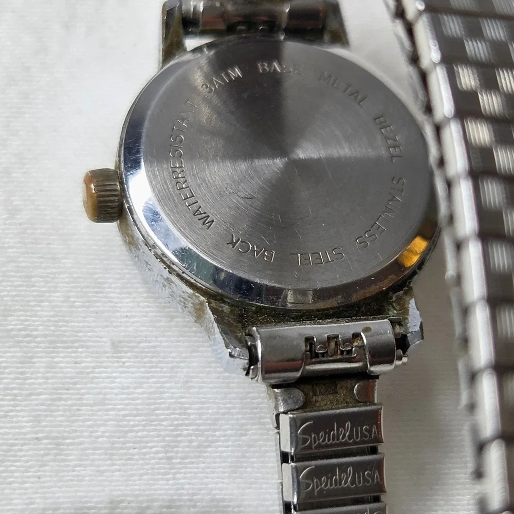 Helbros Vintage Quartz Watch Silver Tone Speidel USA Expansion Band 3ATM